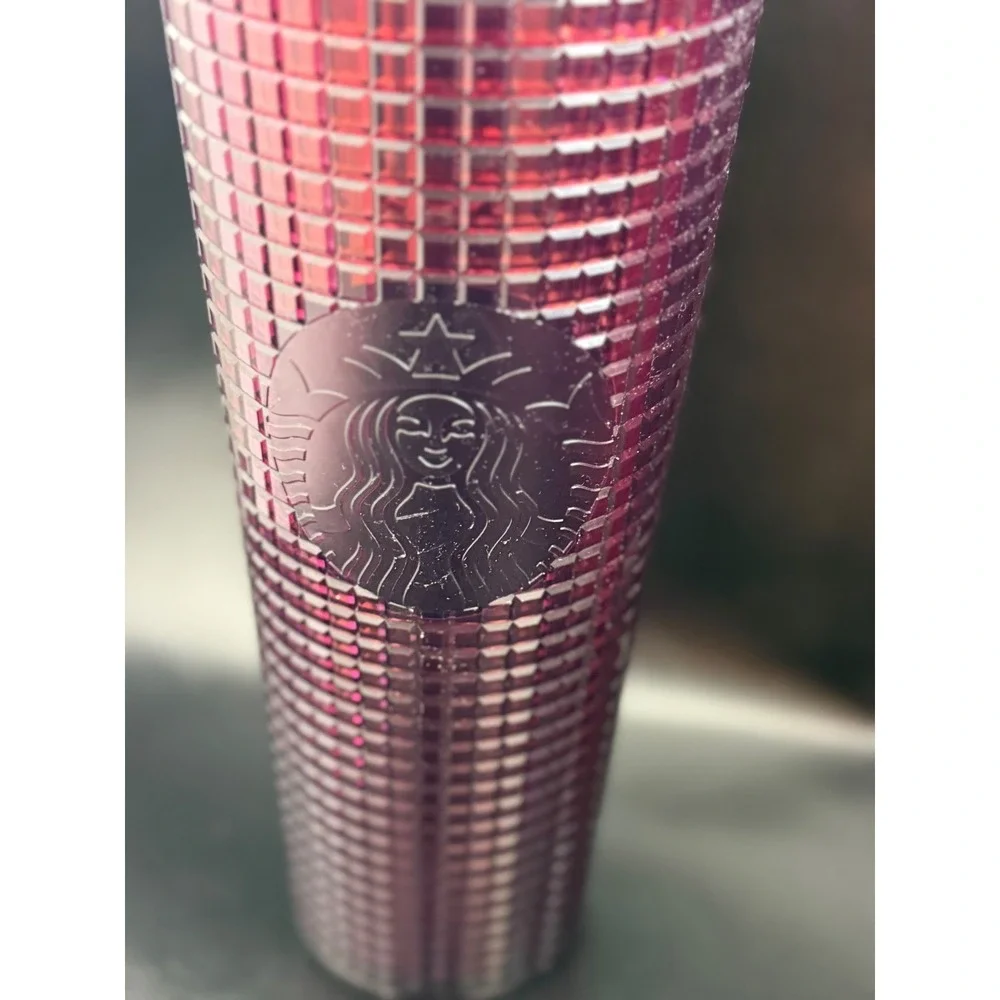 Starbucks 24 oz Venti Iridescent‎ Pink Studded Bling Cold Cup Tumbler